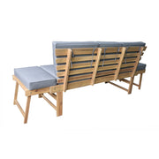 Deko Living - Outdoor Acacia Wood Patio Bench/Lounge Chair with Fold Down Center Table & Side Panels