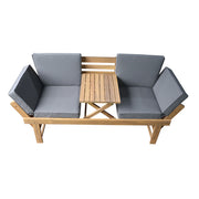Deko Living - Outdoor Acacia Wood Patio Bench/Lounge Chair with Fold Down Center Table & Side Panels