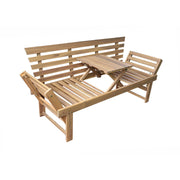 Deko Living - Outdoor Acacia Wood Patio Bench/Lounge Chair with Fold Down Center Table & Side Panels