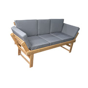 Deko Living - Outdoor Acacia Wood Patio Bench/Lounge Chair with Fold Down Center Table & Side Panels