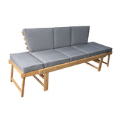 Deko Living - Outdoor Acacia Wood Patio Bench/Lounge Chair with Fold Down Center Table & Side Panels