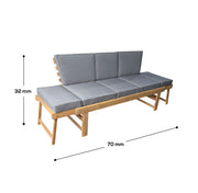 Deko Living - Outdoor Acacia Wood Patio Bench/Lounge Chair with Fold Down Center Table & Side Panels