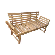 Deko Living - Outdoor Acacia Wood Patio Bench/Lounge Chair with Fold Down Center Table & Side Panels