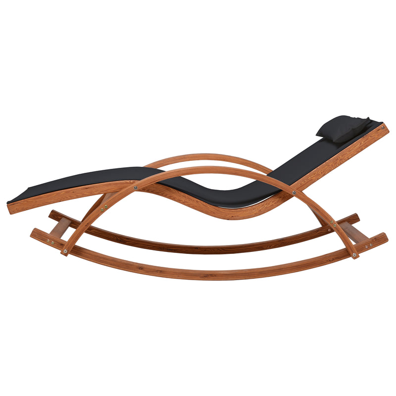 Deko Living - Outdoor Cedar Wood Patio Lounge Chair with Black Textilene Fabric
