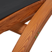 Deko Living - Outdoor Cedar Wood Patio Lounge Chair with Black Textilene Fabric