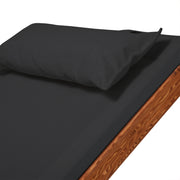 Deko Living - Outdoor Cedar Wood Patio Lounge Chair with Black Textilene Fabric