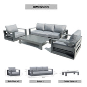 Deko Living - 5 Place Seating Ficarazzi Outdoor Conversation Sofa Set with Coffee Table