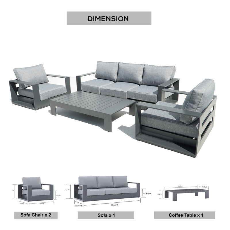 Deko Living - 5 Place Seating Ficarazzi Outdoor Conversation Sofa Set with Coffee Table
