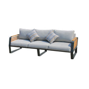 Deko Living - 5 Place Seating Palazzolo Outdoor Teak Patio Conversation Set with Cushioned Chairs and Coffee Table