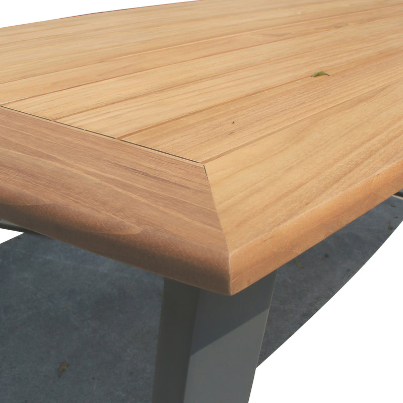 Deko Living - 5 Place Seating Palazzolo Outdoor Teak Patio Conversation Set with Cushioned Chairs and Coffee Table