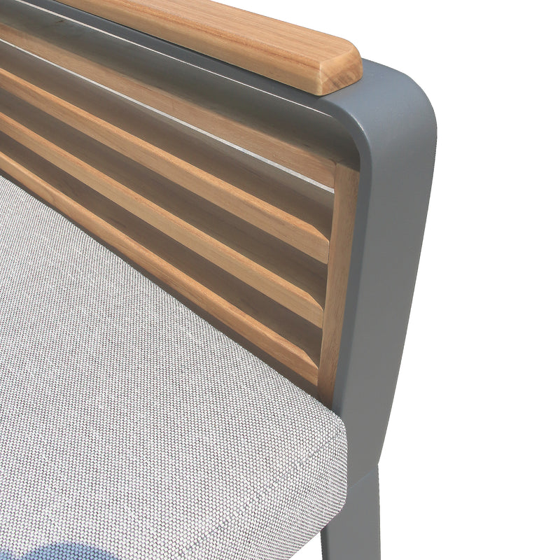 Deko Living - 5 Place Seating Palazzolo Outdoor Teak Patio Conversation Set with Cushioned Chairs and Coffee Table