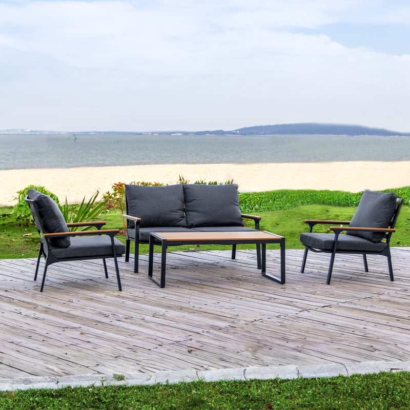 Deko Living - 4 Place Seating Outdoor Patio Conversation Set with Coffee Table