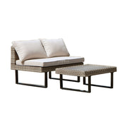 Deko Living - 8 Place Seating Outdoor Wicker Corner Sectional Sofa and Ottoman Set with Table