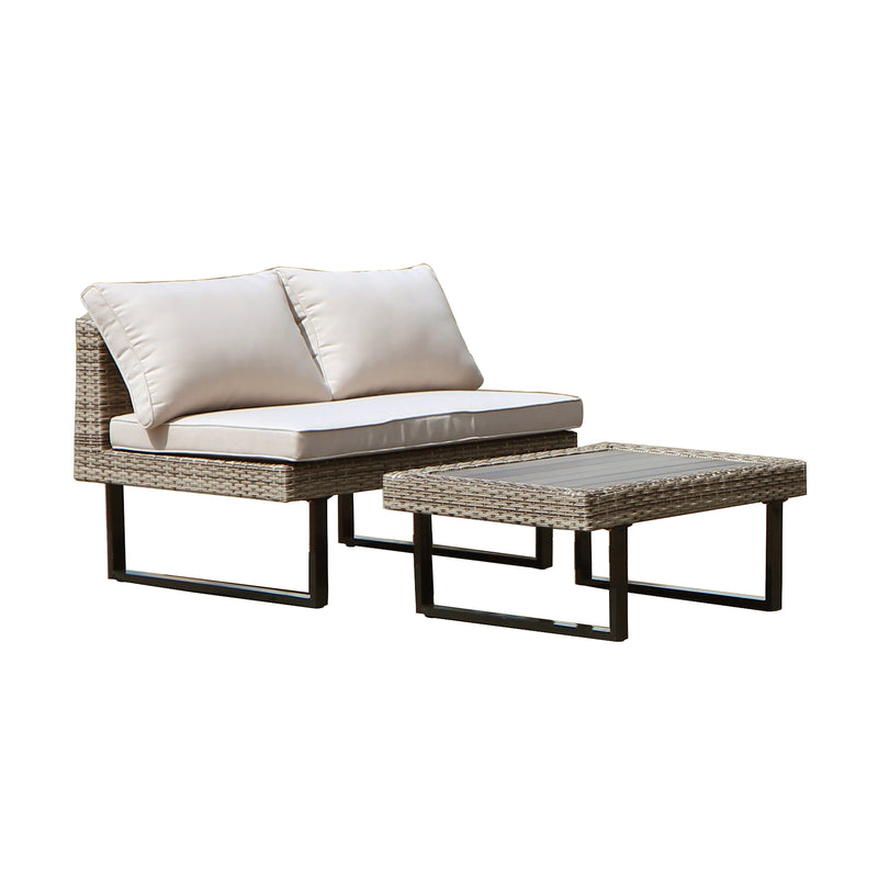 Deko Living - 8 Place Seating Outdoor Wicker Corner Sectional Sofa and Ottoman Set with Table