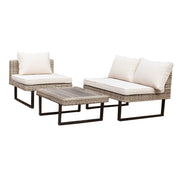 Deko Living - 8 Place Seating Outdoor Wicker Corner Sectional Sofa and Ottoman Set with Table