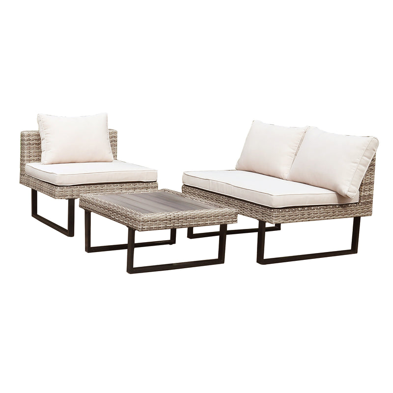 Deko Living - 8 Place Seating Outdoor Wicker Corner Sectional Sofa and Ottoman Set with Table