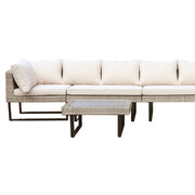 Deko Living - 8 Place Seating Outdoor Wicker Corner Sectional Sofa and Ottoman Set with Table