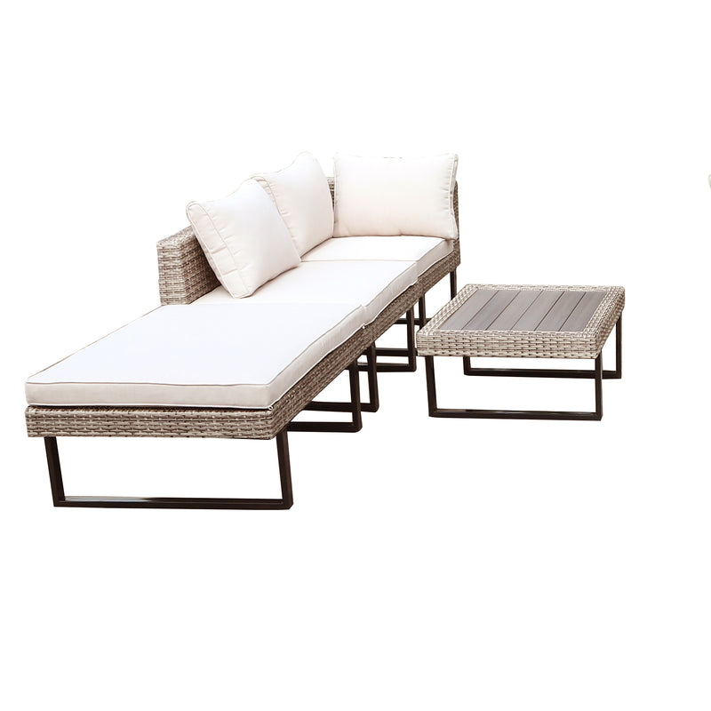 Deko Living - 8 Place Seating Outdoor Wicker Corner Sectional Sofa and Ottoman Set with Table