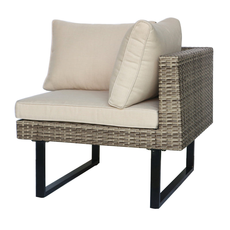 Deko Living - 8 Place Seating Outdoor Wicker Corner Sectional Sofa and Ottoman Set with Table