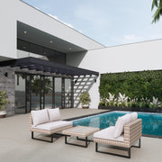 Deko Living - 8 Place Seating Outdoor Wicker Corner Sectional Sofa and Ottoman Set with Table