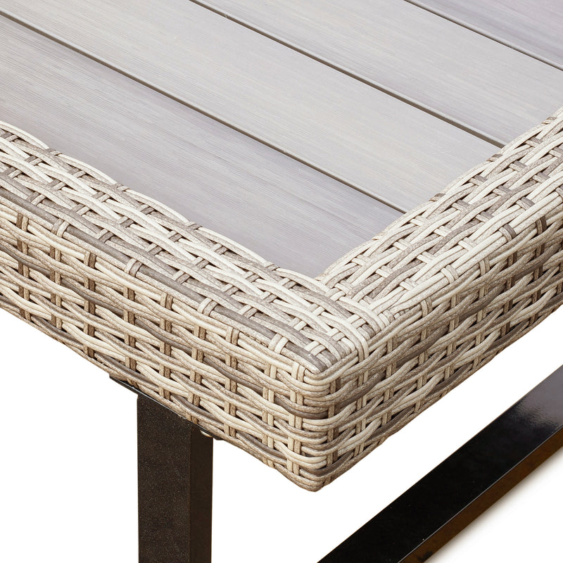 Deko Living - 8 Place Seating Outdoor Wicker Corner Sectional Sofa and Ottoman Set with Table