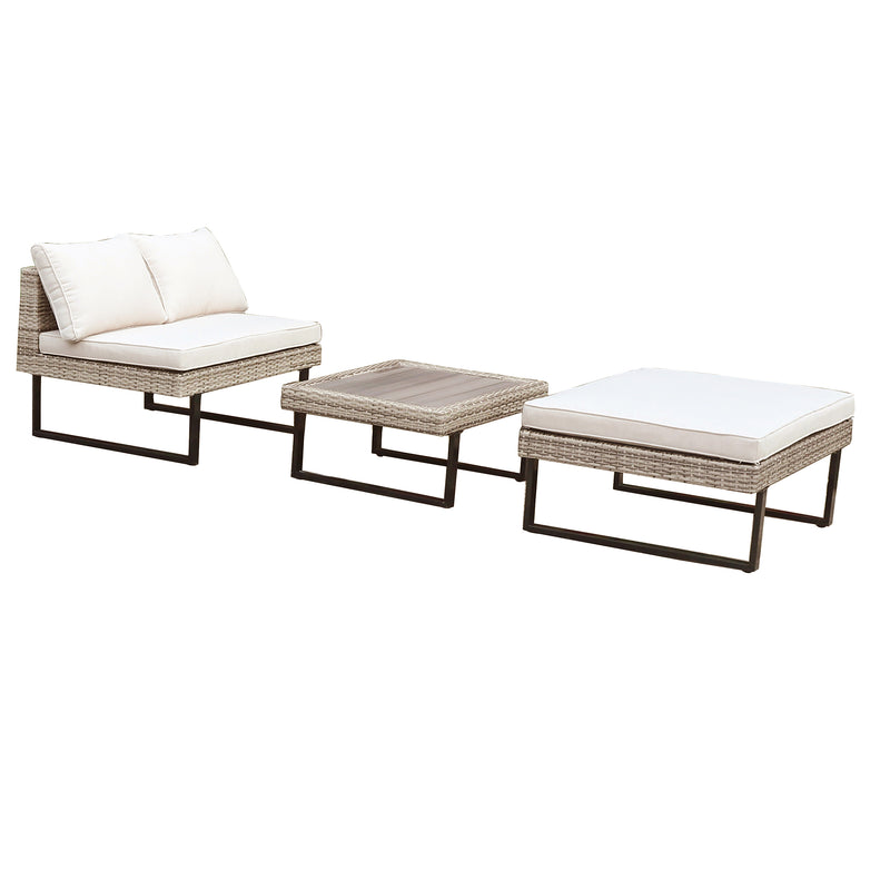 Deko Living - 8 Place Seating Outdoor Wicker Corner Sectional Sofa and Ottoman Set with Table