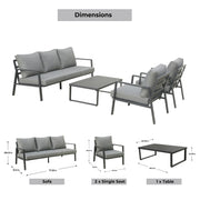 Deko Living - 5 Place Seating Outdoor Patio Conversation Set with Coffee Table