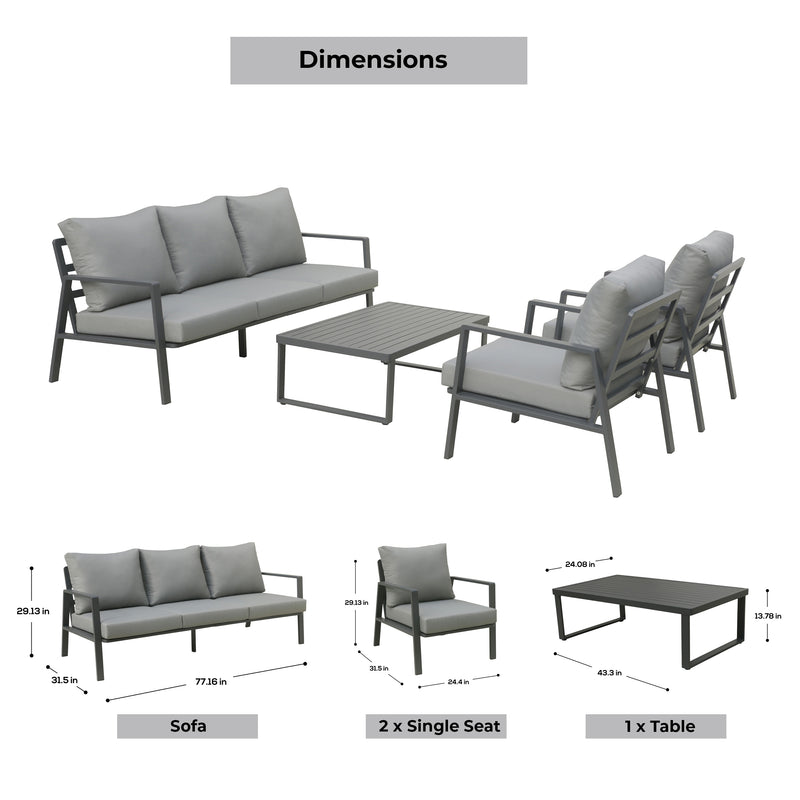 Deko Living - 5 Place Seating Outdoor Patio Conversation Set with Coffee Table
