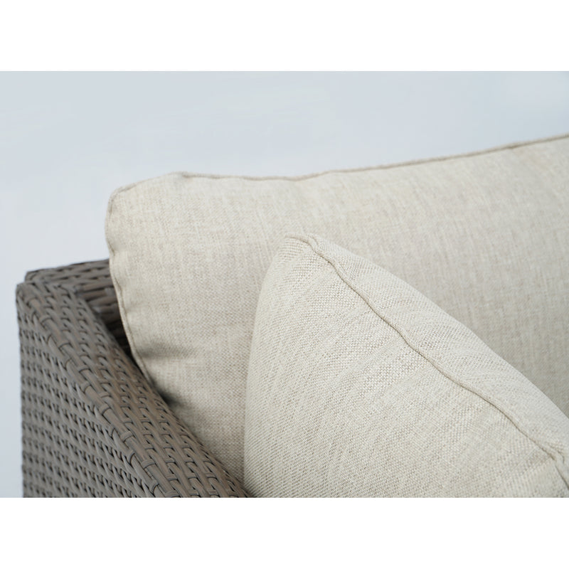 Deko Living - 8 Piece Brown Outdoor Sectional Wicker Sofa Chairs and Tables with Interchangable Beige and Red Cushion Covers