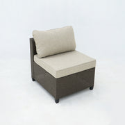 Deko Living - 8 Piece Brown Outdoor Sectional Wicker Sofa Chairs and Tables with Interchangable Beige and Red Cushion Covers