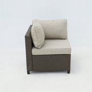 Deko Living - 8 Piece Brown Outdoor Sectional Wicker Sofa Chairs and Tables with Interchangable Beige and Red Cushion Covers