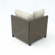 Deko Living - 8 Piece Brown Outdoor Sectional Wicker Sofa Chairs and Tables with Interchangable Beige and Red Cushion Covers