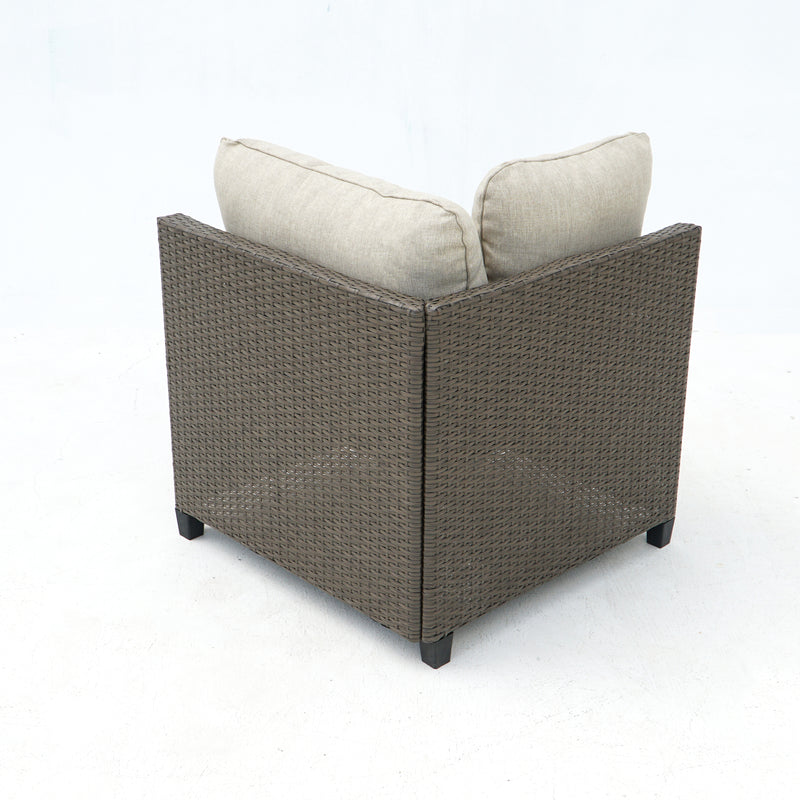 Deko Living - 8 Piece Brown Outdoor Sectional Wicker Sofa Chairs and Tables with Interchangable Beige and Red Cushion Covers