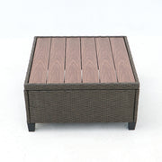 Deko Living - 8 Piece Brown Outdoor Sectional Wicker Sofa Chairs and Tables with Interchangable Beige and Red Cushion Covers