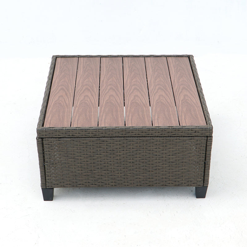 Deko Living - 8 Piece Brown Outdoor Sectional Wicker Sofa Chairs and Tables with Interchangable Beige and Red Cushion Covers