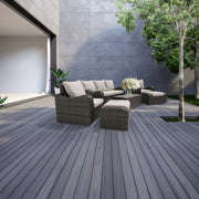 Deko Living - 5 Place Seating Brown Outdoor Wicker Sofa and Sofa Chair Set with Table