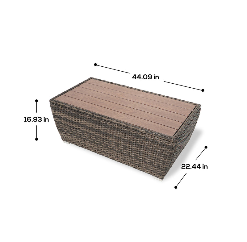 Deko Living - 5 Place Seating Brown Outdoor Wicker Sofa and Sofa Chair Set with Table