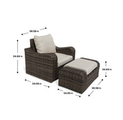 Deko Living - 5 Place Seating Brown Outdoor Wicker Sofa and Sofa Chair Set with Table
