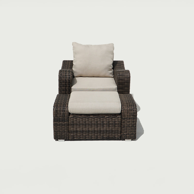 Deko Living - 5 Place Seating Brown Outdoor Wicker Sofa and Sofa Chair Set with Table