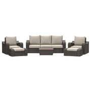 Deko Living - 5 Place Seating Brown Outdoor Wicker Sofa and Sofa Chair Set with Table