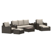Deko Living - 5 Place Seating Brown Outdoor Wicker Sofa and Sofa Chair Set with Table