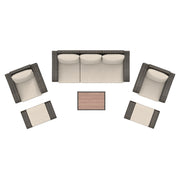 Deko Living - 5 Place Seating Brown Outdoor Wicker Sofa and Sofa Chair Set with Table