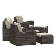 Deko Living - 5 Place Seating Brown Outdoor Wicker Sofa and Sofa Chair Set with Table