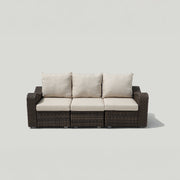 Deko Living - 5 Place Seating Brown Outdoor Wicker Sofa and Sofa Chair Set with Table