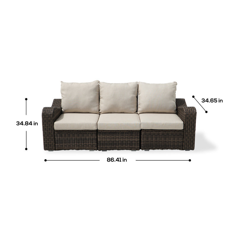 Deko Living - 5 Place Seating Brown Outdoor Wicker Sofa and Sofa Chair Set with Table