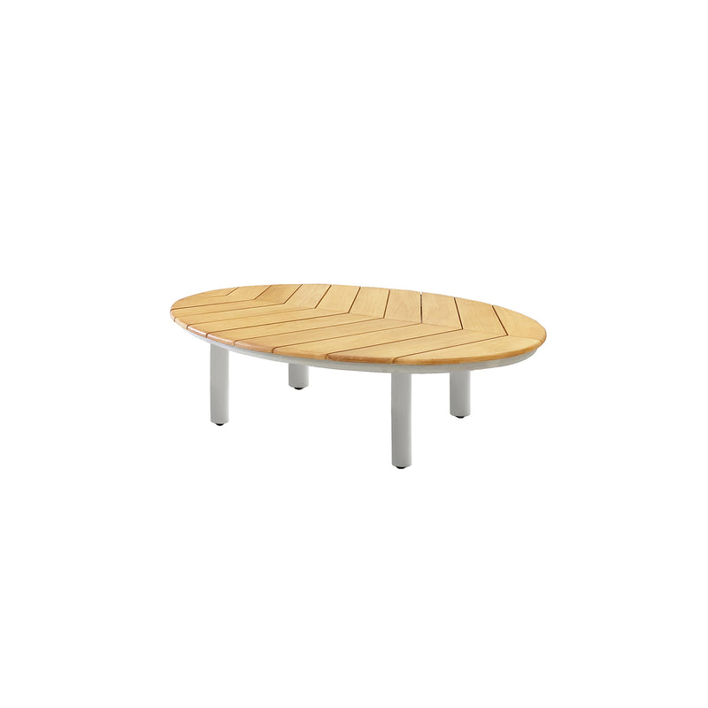 Deko Living - 6 Place Seating Outdoor Cream Aluminum and Teak Contour Sofa Set