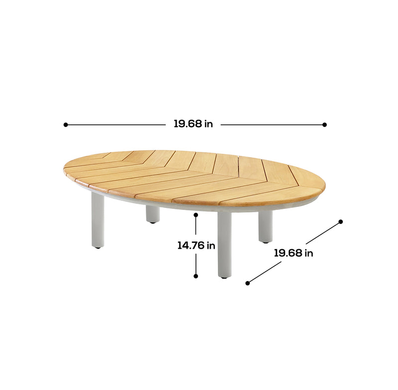 Deko Living - 6 Place Seating Outdoor Cream Aluminum and Teak Contour Sofa Set