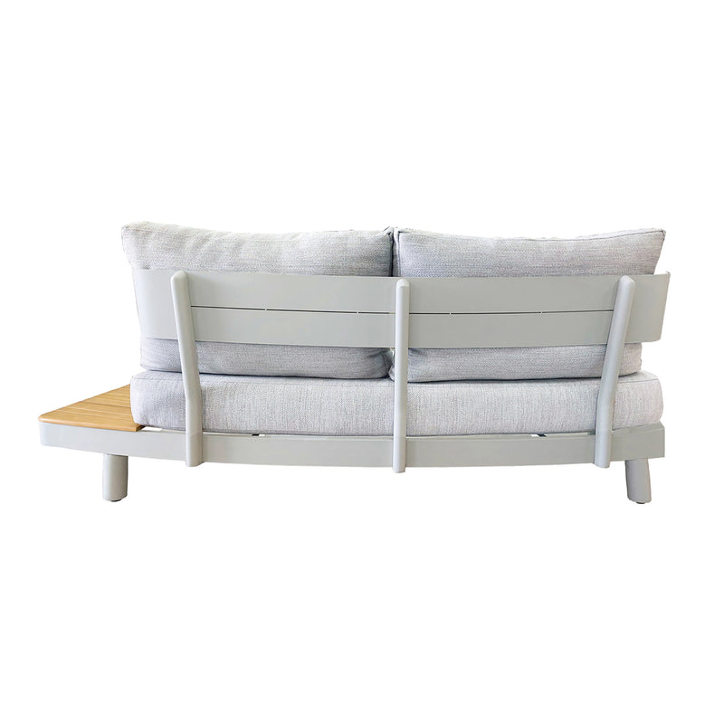 Deko Living - 6 Place Seating Outdoor Cream Aluminum and Teak Contour Sofa Set