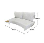 Deko Living - 6 Place Seating Outdoor Cream Aluminum and Teak Contour Sofa Set