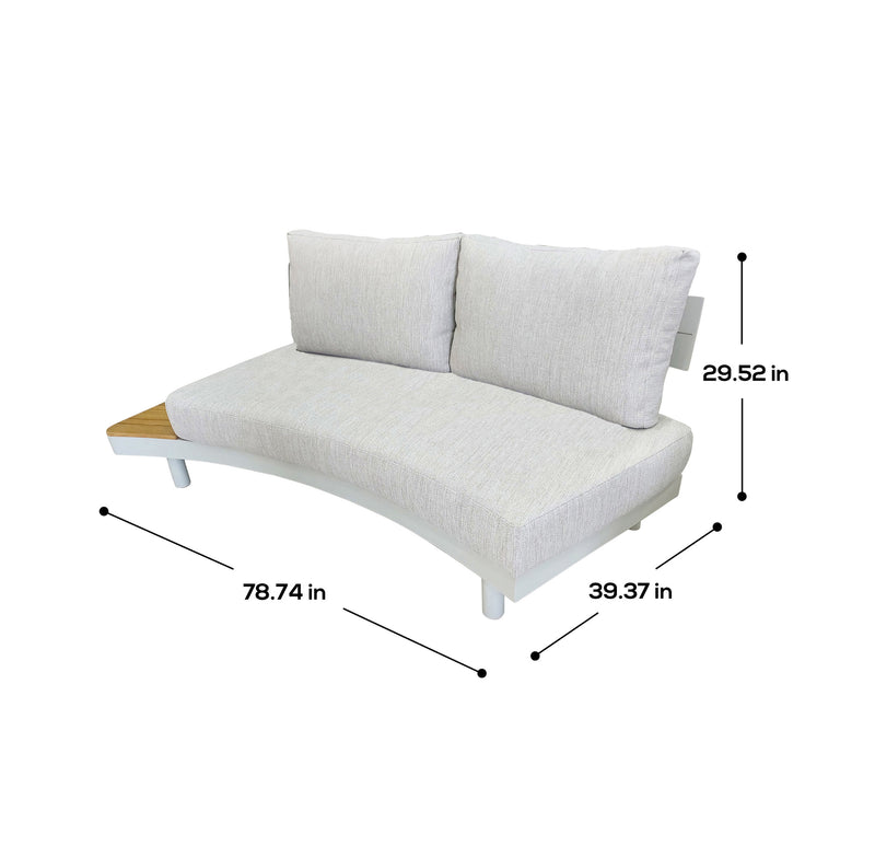 Deko Living - 6 Place Seating Outdoor Cream Aluminum and Teak Contour Sofa Set